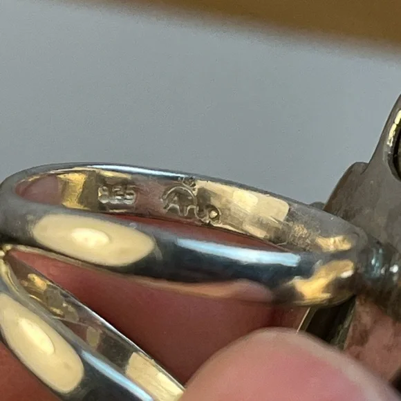 Vintage Arya 925 Sterling Silver Prasiolite Seraphinite and Pyrite Ring Size 7.5 - Picture 4 of 5